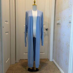 ANN TAYLOR Light Blue Long Duster Cardigan in Women's Size Large Long Sleeve